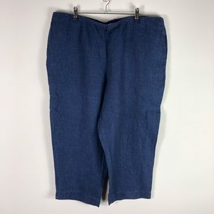 J.Jill 100% Linen Blue Cropped Ankle Pants XL
